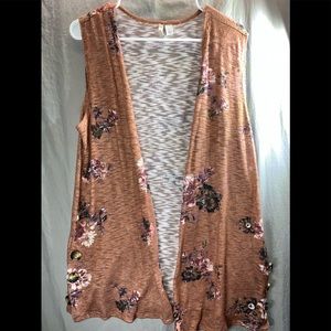 x Est. 1946 Cardigan Women L Brown Poly/Spandex Blend Soft 2 touch Floral Casual